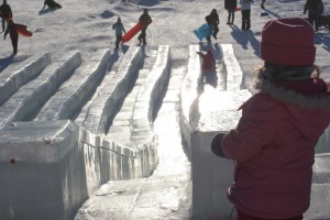 Ice slides at 2012 BP Ice Art Championship in Fairbanks Alaska