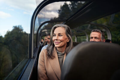 Woman in railcar