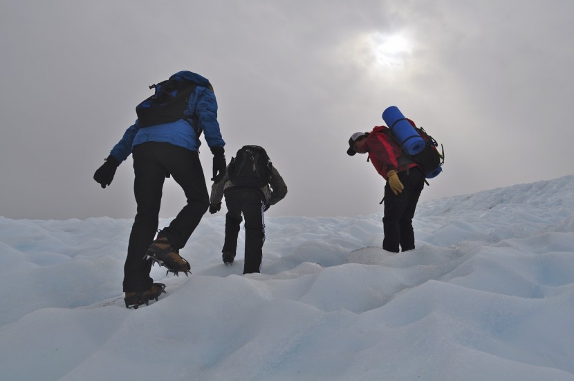 Hikers on Root Glacier