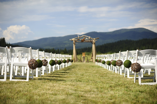 Chairs set up for a wedding ceremony