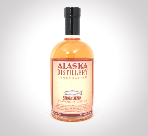 Bottle of Smoked Salmon Vodka made by Alaska Distillery