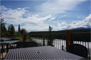 The deck at Denali Princess Wilderness Lodge